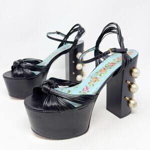 Gucci Allie Pearl Knot Platform Sandals Size 38
